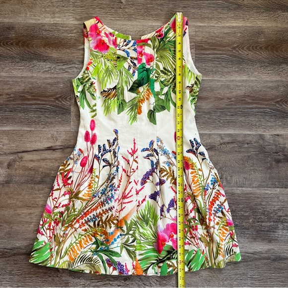 Zara White Cotton Tropical Floral Mini Panel Dress with Back Cutout - Picture 15 of 15